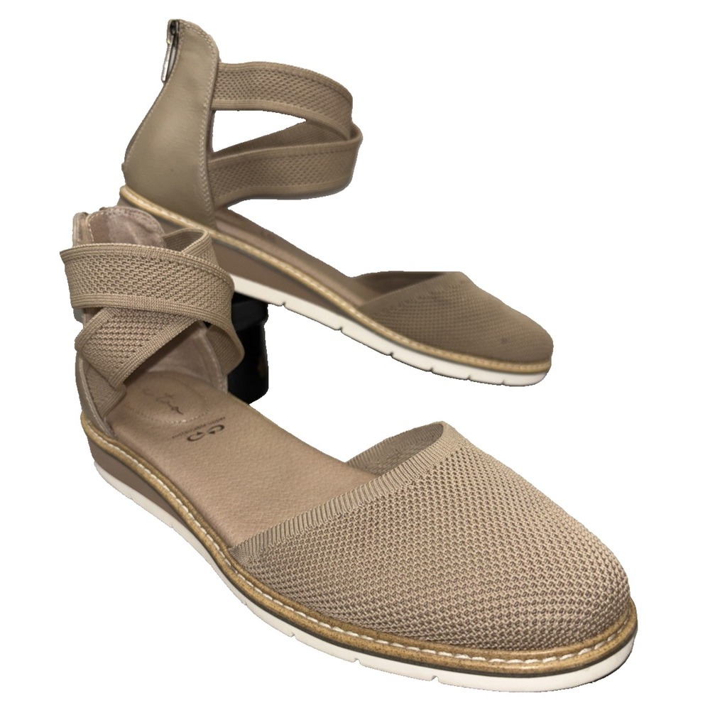 Me‎ Too Adam Tucker Haven Woven Wedge Sandal SZ 11M Tan Zipper